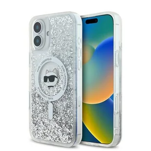 Etui KARL LAGERFELD Liquid Glitter Choupette Head MagSafe do Apple iPhone 16 Przezroczysty | Bezpłatny transport - Etui i futerały do telefonów - miniaturka - grafika 1