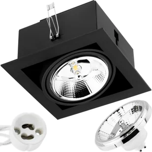 LUMILED reflektor wpuszczany reflektor wpuszczany lampa sufitowa reflektor sufitowy płaski kątowy czarny w komplecie żarówka LED ES111 GU10 gniazdo 15 W neutralny biały 4000K aluminium - Żarówki LED - miniaturka - grafika 1