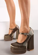 Czółenka - Zielone Czółenka na Wysokim Słupku i Platformie z Klamerką Anta - miniaturka - grafika 1