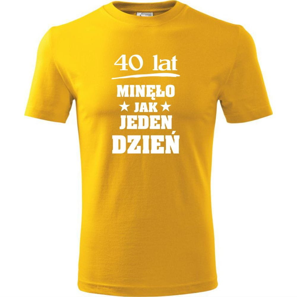 Męska Koszulka z Nadrukiem 40 lat minęło jak jeden dzień Prezent Urodziny żółty S