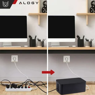 Organizer kabli biurkowy podłogowy pojemnik pudełko na kable listwy Alogy Box M 31cm Czarny - Części i akcesoria do laptopów - miniaturka - grafika 6