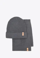 Czapki damskie - Zestaw zimowy unisex: czapka i szalik szary - miniaturka - grafika 1