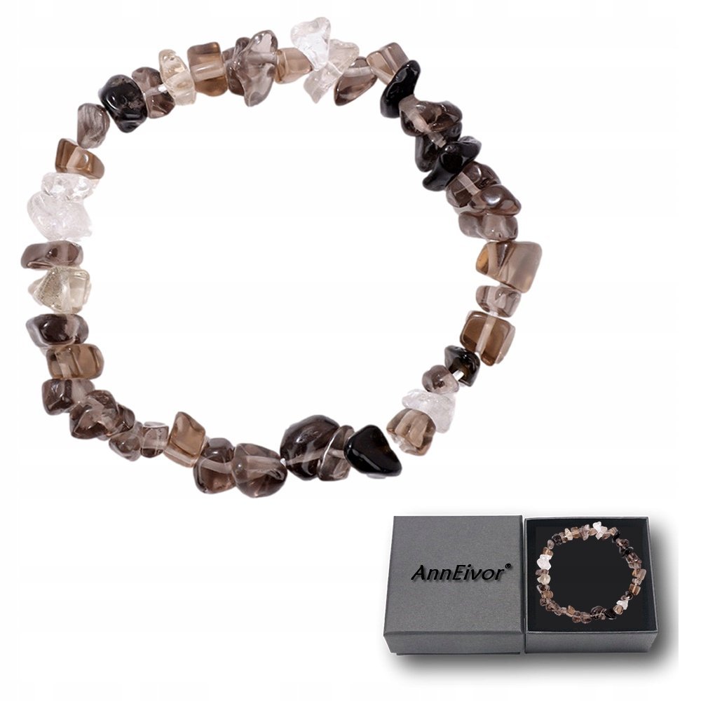 Bransoletka Uniseks Kamień Naturalny Kwarc Dymny Koraliki 5-8 mm Regulowana