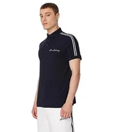Koszulki męskie - Armani Exchange Męska koszulka polo z wytłoczonym logo, Contrast Lines, granatowy (Deep Navy), S - miniaturka - grafika 1