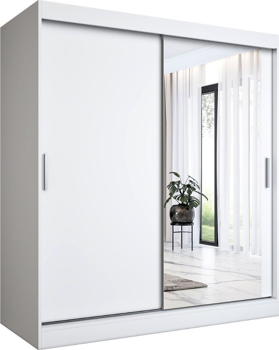 MKPOL Szafa przesuwna MODUO COMFORT 180 biała mat z lustrem po prawej