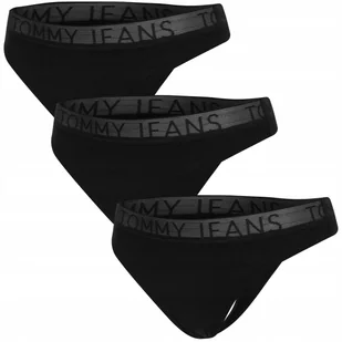 TOMMY HILFIGER STRINGI DAMSKIE MAJTKI THONG (EXT SIZES) 3P CZARNE r.XS - Majtki damskie - miniaturka - grafika 1