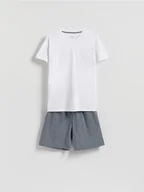 Moda i Uroda OUTLET - Reserved - Dwuczęściowa piżama z bawełny - biały - miniaturka - grafika 1