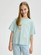 Koszulki dla dziewczynek - Reserved - T-shirt z nadrukiem - jasnoturkusowy - miniaturka - grafika 1
