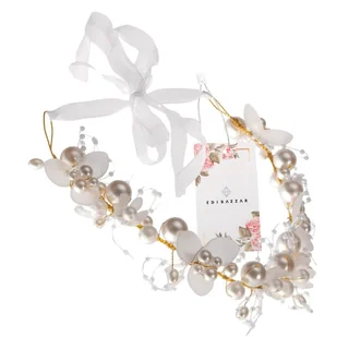 Biały Wianek Opaska do Włosów Na Głowę Stroik OZDOBA Dla Dziecka Boho - Ozdoby do włosów - miniaturka - grafika 1