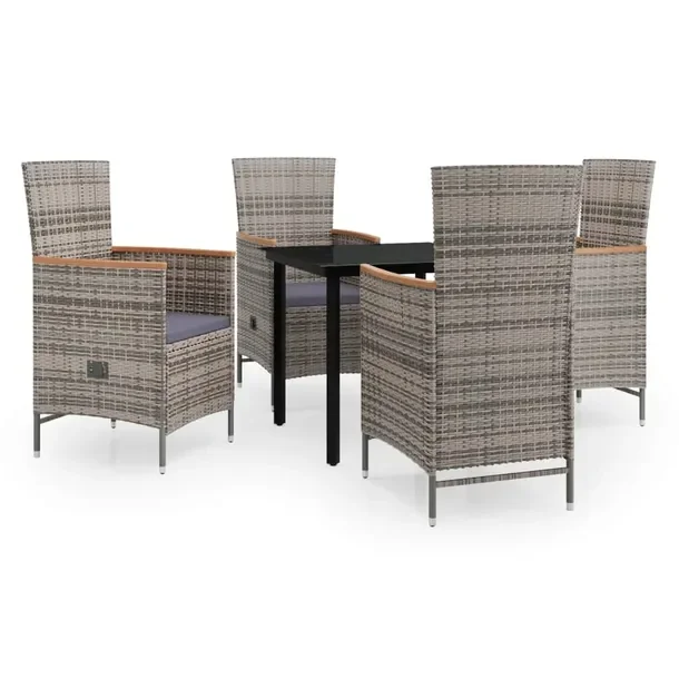 Zestaw Mebli Ogrodowych Rattan PE i Stal, Stół 80x80x74 cm, Krzesła 58x6