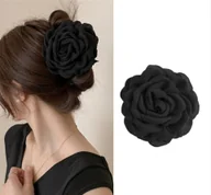 Ozdoby do włosów - eCarla Spinka do włosów duża klamra XL kwiat róża czarna 9cm SP288CZ - miniaturka - grafika 1