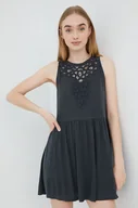 Sukienki - Superdry sukienka z domieszką lnu kolor szary mini rozkloszowana - miniaturka - grafika 1