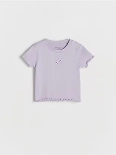 Reserved - Bawełniany T-shirt z haftem - lawendowy - Bluzki dla niemowląt - miniaturka - grafika 1