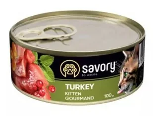 SAVORY Cat Kitten Turkey 100g (puszka) - Mokra karma dla kotów - miniaturka - grafika 1