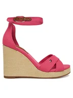 Sandały damskie - Tommy Hilfiger Sandały Flag High Wedge Espad Crisscross FW0FW08661 Różowy - miniaturka - grafika 1