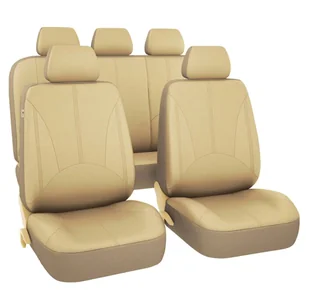 Pokrowce Skórzane Na Fotele Samochodowe Siedzenia Beżowe Komplet AG338F - Pokrowce na fotele - miniaturka - grafika 1