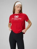 Koszulki i topy damskie - 4F T-shirt boxy z nadrukiem damski - czerwony XS - miniaturka - grafika 1