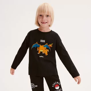 Koszulki dla chłopców - Reserved - Longsleeve oversize Pokémon - Czarny - grafika 1