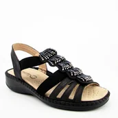 Sandały damskie - Wojtyłko 7S23532 damski sandały wkładka skóra czarne - miniaturka - grafika 1