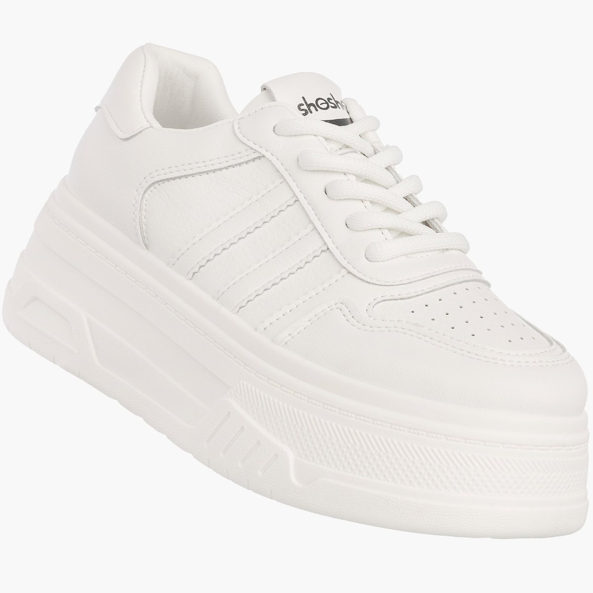 Sneakersy Damskie Ekoskóra Buty Na Platformie Klasyczne Casual Półbuty Białe ShoSho Biały 40