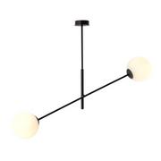 Lampy sufitowe - Emibig LINEAR 2 BLACK/OPAL 1169/2 lampa sufitowa żyrandol nowoczesny klosze 1169/2 - miniaturka - grafika 1