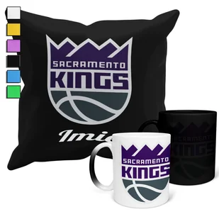 ZESTAW KUBEK MAGICZNY + POSZEWKA Z PODUSZKĄ- NBA SACRAMENTO KINGS + IMIĘ - Gadżety dla niej i dla niego - miniaturka - grafika 1