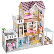 Domki dla lalek - Duży Drewniany Domek Dla Lalek Stajnia Koń Led - miniaturka - grafika 1