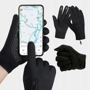 Rękawiczki - Rękawiczki dotykowe męskie damskie do telefonu zimowe czarne - miniaturka - grafika 1