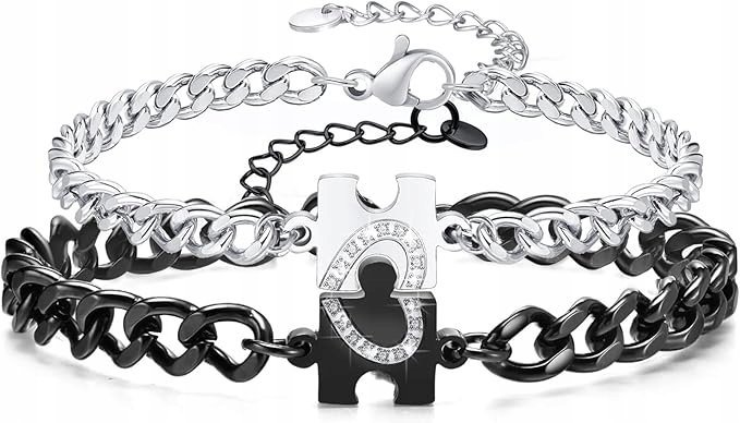 Bransoletki dla par magnetyczne bransoletka serce puzzle zestaw prezent