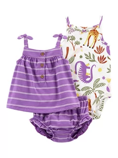 Kaftaniki dla niemowląt - carter's 3-częściowy zestaw w kolorze fioletowo-białym - grafika 1