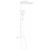 Panele prysznicowe - Mexen CQ54 zestaw prysznicowy natynkowy z deszczownicą i baterią termostatyczną, biały/chrom - miniaturka - grafika 1