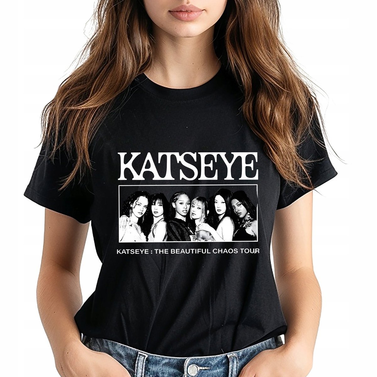 Koszulka Damska T-shirt Czarny KATSEYE BEAUTIFUL CHAOS K-pop Prezent - M Wz
