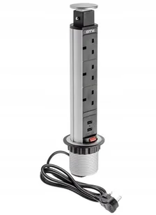 Biurkowe gniazdko wpuszczane wersja UK srebrne USB - Gniazdka elektryczne - miniaturka - grafika 1