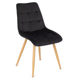 Czarne welurowe krzesło na stalowych nogach  - Abro - Krzesła - miniaturka - grafika 1