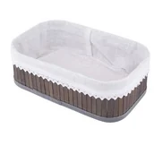 Pudła i pojemniki do przechowywania - Koszyk bambusowy z wyściółką koronkową 25 x 15 x 8 cm brąz - miniaturka - grafika 1