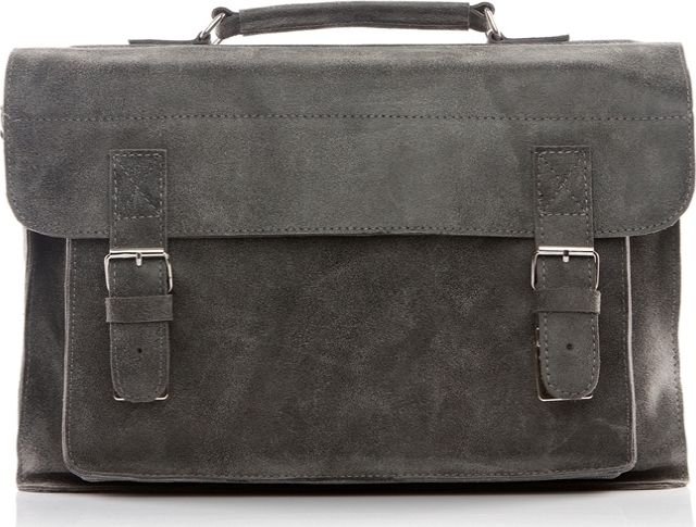 Belveder Torba męska ze skóry naturalnej szara BV50