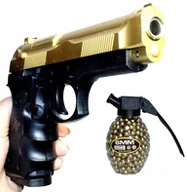 Zabawki militarne - PISTOLET NA KULKI PISTOLETY ZŁOTO-CZARNY + KULKI 800 - miniaturka - grafika 1