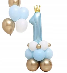 BALONY FOLIOWE URODZINY ROCZEK NIEBIESKI CHŁOPIEC - Baby shower i roczek - miniaturka - grafika 1