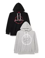 Bluzy męskie - JACK&JONES PLUS Męska bluza z kapturem, Jasnoszary melanż/opakowanie: LG M+czarny, 4XL duże rozmiary - miniaturka - grafika 1