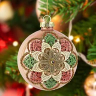 Bombki - BOMBKA FOLK - ROZETA PERŁOWA - RÓŻOWA FOLKSTAR - miniaturka - grafika 1