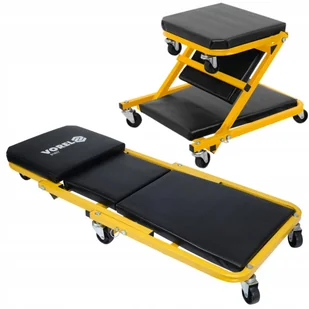 LEŻANKA WARSZTATOWA SKŁADANA SIEDZISKO TABORET STOŁEK WÓZEK 2w1 150kg 91x41 - Wózki magazynowe - miniaturka - grafika 1