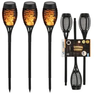 Lampy ogrodowe - Lampa Solarna Ogrodowa Wbijana Led Pochodnia Efekt Płomień Ogień 48 Cm,12 Led, Zestaw 3 Sztuki - miniaturka - grafika 1