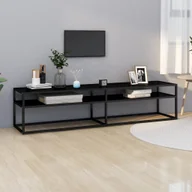 Szafki RTV - Szafka pod telewizor czarna 180x40x40,5 cm szkło hartowane - miniaturka - grafika 1
