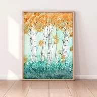 Obrazy i zdjęcia na płótnie - Oryginalna akwarela. Brzozy A4 - miniaturka - grafika 1
