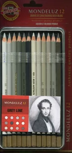 Koh-i-Nor Kredki Mondeluz 12 kolorów cienkie linia szarności (3722) 00253KH - Kredki, ołówki, pastele i pisaki - miniaturka - grafika 1