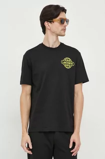 Koszulki męskie - Lacoste t-shirt bawełniany kolor czarny z nadrukiem - grafika 1