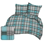 Pościel - Karo Pościel z kory 140x200 szara turkusowa kratka Krzyś A155-3 Kora 23 - miniaturka - grafika 1