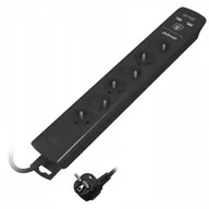 Przedłużacze i rozgałęźniki - Orno Listwa przeciwprzepięciowa, 6 gniazd 2P+Z, kabel 3x1,0mm$2567, długość 3m, czarna, 10A/230 VAC, z ochronnikiem przeciwprzepięciowym OR-AE-13163/B/3M - miniaturka - grafika 1