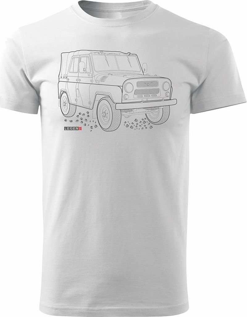Topslang Koszulka z samochodem UAZ 469 452 auto PRL 4x4 męska biała REGULAR M