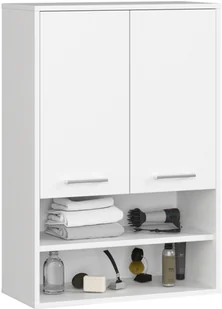Szafka wisząca łazienkowa FIN 64 cm 2 drzwi 4 półki otwarta - biała - Szafki łazienkowe - miniaturka - grafika 1
